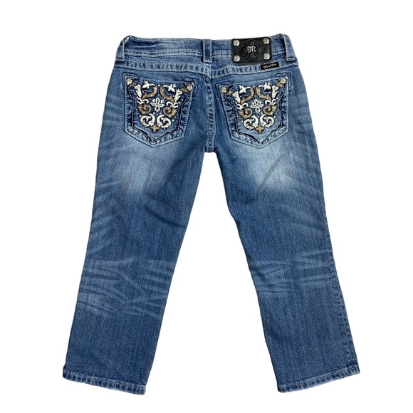 Miss Me Denim - Miss Me Size 26 Cuffed Capri Jeans JP5395P2 Rhinestone Embellished Bling